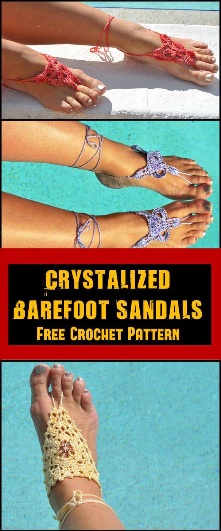 Crystalized Barefoot Sandals Free Crochet Pattern